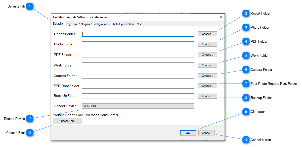 FastPhotoReports Settings  Preferences window